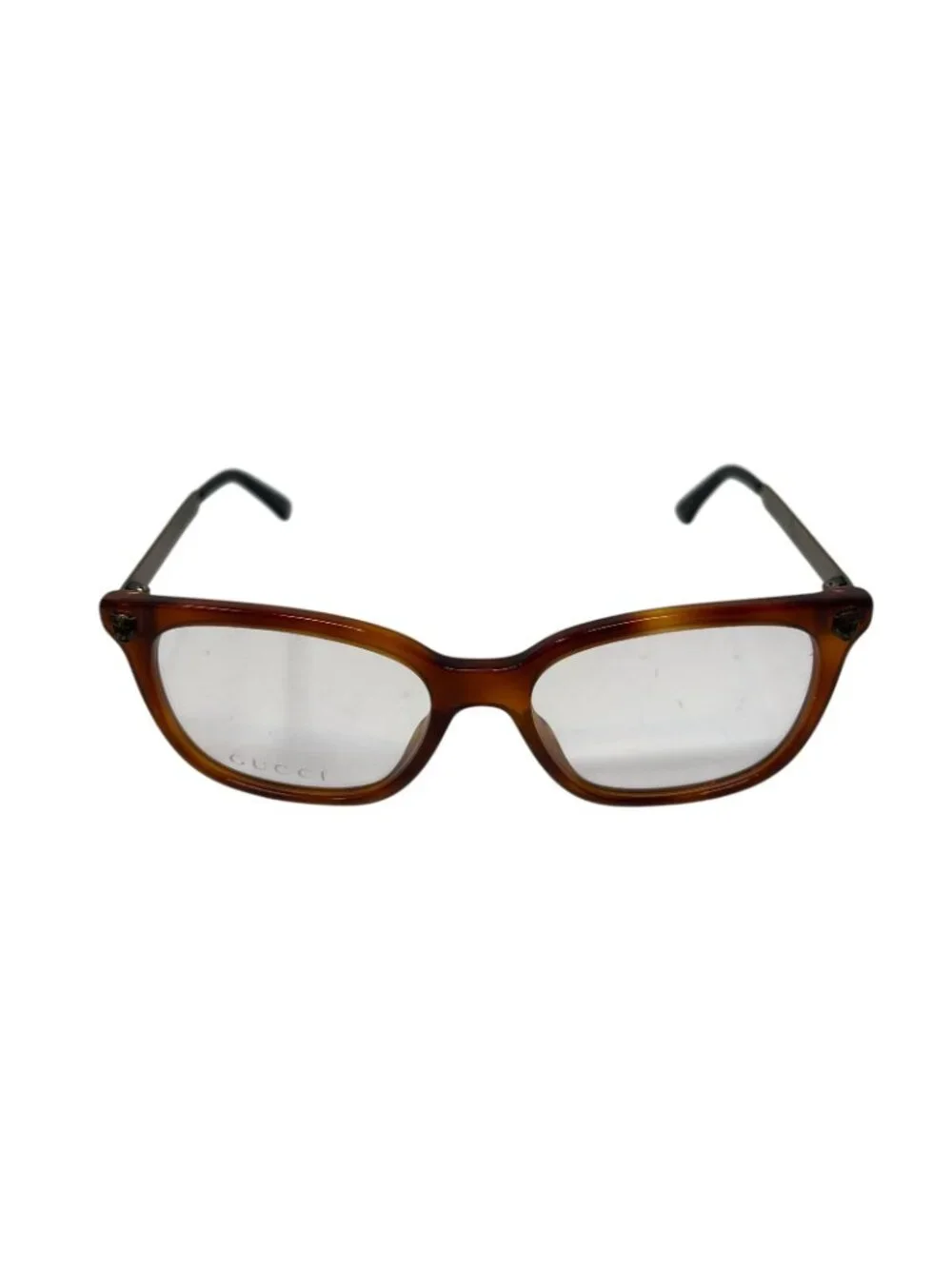 Gucci GG0218O 003 51mm Brown Havana Antique Gold Eyeglasses RX Frames Italy New